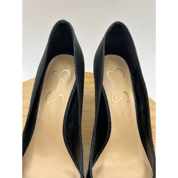 Pointed Toe Pumps Black Snake Print Stiletto Heels Classic Shoes size 8M - Picture 5 of 14